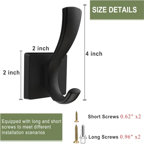 Miniatura 6 de TOFIIGREM Ganchos negros para toallas, ganchos para abrigos y batas de baño, para entrada, vestíbulo, piscina, para montar en la pared, para colgar