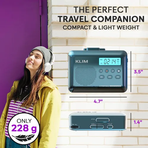 Miniatura 7 de KLIM Reproductor de cinta de casete K7 - Convertidor de casete a MP3 - Portátil - Micrófono y altavoz integrados - Batería recargable - Auriculares
