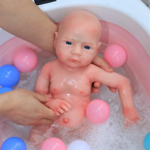 Miniatura 6 de Muñeca de bebé realista de silicona completa de 18.5 pulgadas, muñecas de bebé reborn realistas, juguete y coleccionable de niño calvo