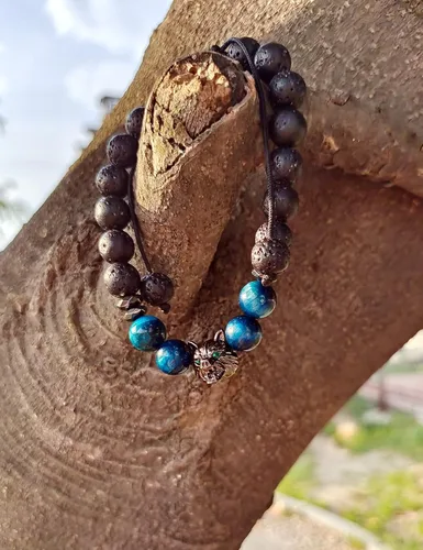 Miniatura 2 de CEYIYA Viking Wolf Head Bracelet - Anti Anxiety Energy Stone Beaded Bracelet for Men and Boys,Healing Crystal Stress Relief Charm Wolf Bracelet for