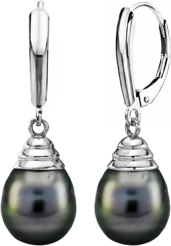 Miniatura 3 de Colgante de perlas cultivadas de Tahití de plata esterlina de 0.394-0.413 in, color negro, con forma de palanca, 18 pulgadas