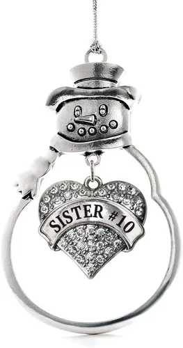 Miniatura 121 de Inspired Silver - Big Sis - Adorno de Navidad plateado - Adorno de árbol de Navidad con dije de corazón con circonita cúbica - Decoración colgante