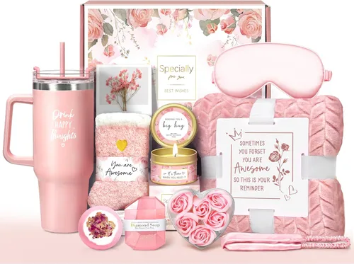 Miniatura 11 de Regalos de cumpleaños para mujeres, cuidado personal, regalos de pronta recuperación, cesta de regalo de spa relajante de lavanda - paquete