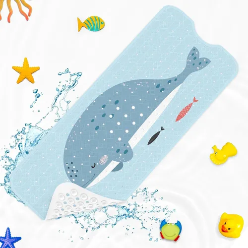 Miniatura 9 de Tapete de ducha para bañera de dinosaurio, selva, diseño tropical, caprichoso, antideslizante, extra largo, 40 x 16 pulgadas, lavable a máquina