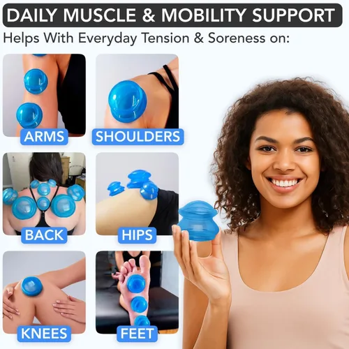 Miniatura 2 de Lure Essentials Sculpt Silicone ahuecamiento Theapy Set Anti Celulitis Copa Massager, succión al vacío para drenaje linfático Azul transparente