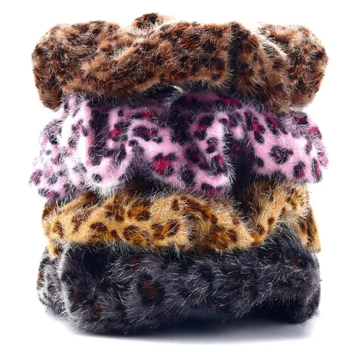 Miniatura 9 de Coleteros Difusos Fuzzy Scrunchies 8 PCS Ligas Negras para el Cabello Lindas Bandas para el Cabello con Piel de Conejo Sintética Ligas Elásticas