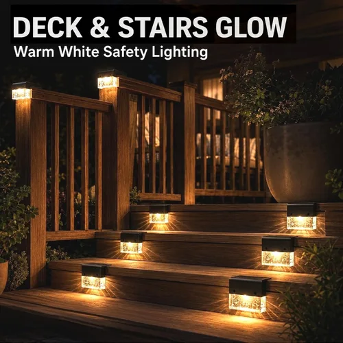 Miniatura 7 de SUNFACE Paquete de 4 luces solares para escalones para exteriores, impermeables, luces LED brillantes con 2 modos de iluminación, blanco cálido y 7