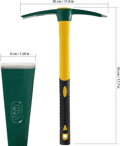 Miniatura 2 de KEILEOHO Azada de mattock de 15 pulgadas, hacha forjada para jardín con mango de goma, azada de mattock para jardinería, aflojar el suelo, acampar