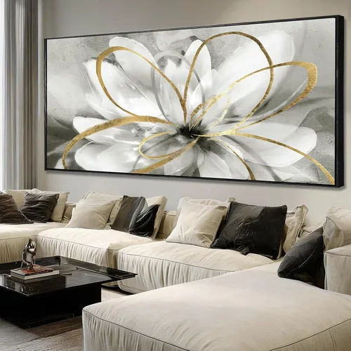 Miniatura 10 de SOUGUAN Cuadros de Arte en Blanco y Negro Abstractos Colgantes de Pared Decoración Obra de Arte Moderna 20"X40" Decoraciones de Pared