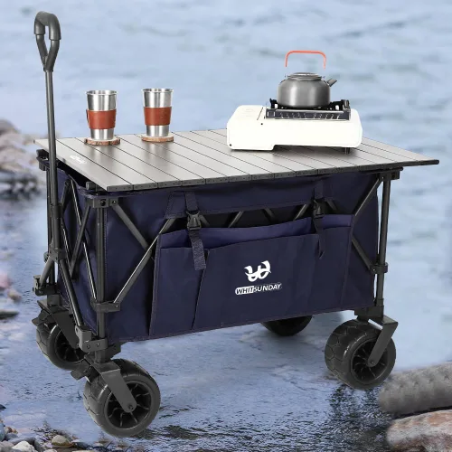 Miniatura 4 de Whitsunday Carro plegable, gran capacidad, 400 libras, ruedas todo terreno, carro utilitario resistente para jardinería, compras, pesca, campamento