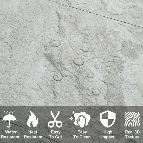 Miniatura 2 de AULIGET 20 piezas de azulejos de pared de piedra sintética ligera para despegar y pegar, 6 x 12 pulgadas, PVC para cocina, baño, lavandería, cámper