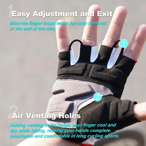 Miniatura 6 de Darevie Guantes de ciclismo MTB de 0.197in con relleno de gel, guantes de bicicleta de medio dedo, guantes de bicicleta antideslizantes