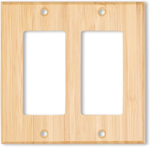 Miniatura 15 de 4 placas de interruptor de luz de palanca simple de madera maciza de 4.5 x 2.76 pulgadas, cubierta de interruptor de luz de bambú de calidad