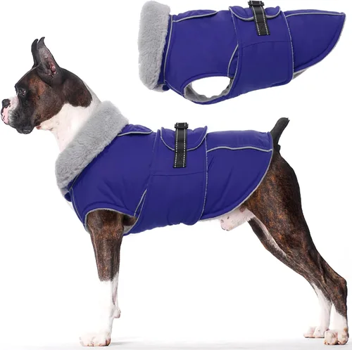 Miniatura 29 de Lelepet Abrigo cálido para perros – Chaleco reflectante impermeable de vellón con hebilla ajustable de gancho y bucle, chaqueta de invierno Rojo
