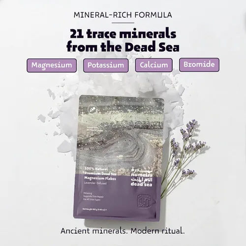 Miniatura 2 de Dead Sea - Juego de baño de escamas de magnesio 100% puro con aceite esencial infundido de lavanda (bolsa de 8.82 onzas)