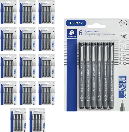 Miniatura 7 de Staedtler Delineador de Pigmentos, Pluma Delineadora para Dibujo, Bocetos, Diario, 0.05mm (0.002 in), Negro, Caja de 5 Plumas, 308 0059M