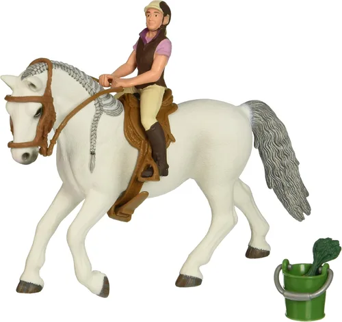 Miniatura 7 de Schleich Horse Club - Juego de 7 piezas de jinete y caballo con accesorios, figura realista de jinete y yegua Lipizzaner, juguetes divertidos