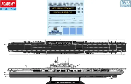Miniatura 6 de Academy 14229 1/700 US Navy Aircraft Carrier CV-5 Yorktown Operation Midway Modelo de plástico