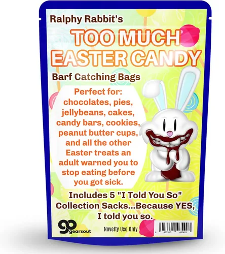 GearsOut Bolsas para atrapar dulces de Pascua – Divertidas bolsas de cesta de Pascua novedosas para vómitos de riesgo biológico, 5 unidades