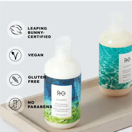 Miniatura 3 de R+Co Atlantis B5 Champú + acondicionador de viaje Hidratación profunda y reparación para cabello seco Vegano + libre de crueldad 2 onzas