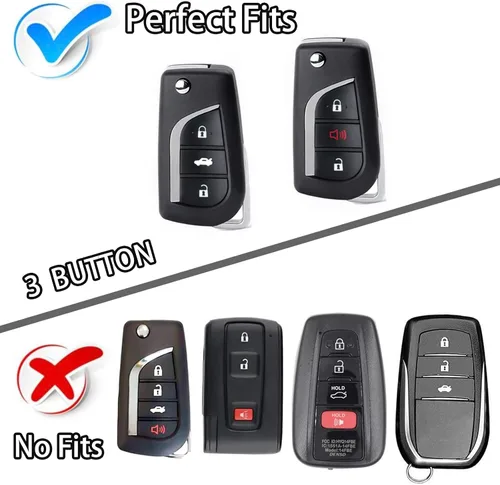 Miniatura 2 de Compatible con funda para llavero Toyota con patrón dorado, TPU suave, protección de 360 grados, para llave inteligente Fortuner Tundra Camry RAV4