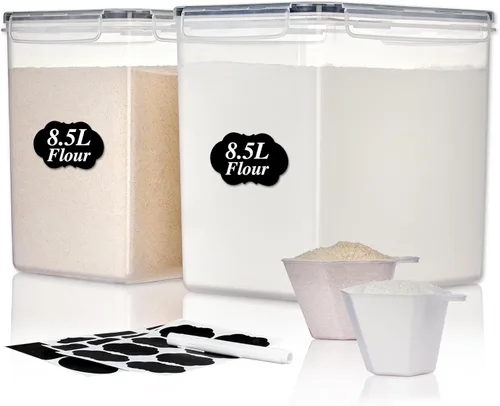 Miniatura 9 de Vtopmart Contenedores de almacenamiento de alimentos de 2.5 litros/84.5 onzas, 4 recipientes herméticos de plástico sin BPA para harina, azúcar