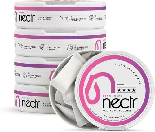 Miniatura 11 de Nectr Bolsas nootrópicas energéticas, con sabor a mango helado, bolsas de cafeína con citicolina Cognizin®. Golosinas cerebrales sin azúcar. Enfoque