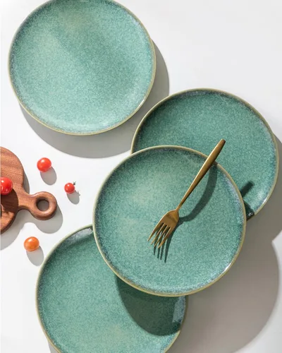 Miniatura 4 de HENXFEN LEAD Juego de 4 platos llanos de 10 pulgadas, platos de porcelana para ensalada, pasta, microondas de postre, aptos para lavavajillas