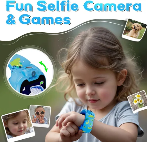 Miniatura 4 de Contixo KW01 - Relojes inteligentes para niños, color azul, pantalla táctil HD de 1.54 pulgadas, juguete educativo con juegos, cámara, grabadora
