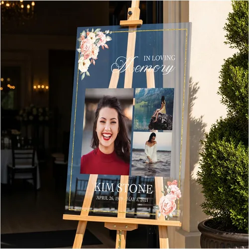 SPEEDYORDERS Cartel funerario personalizado con foto - Cartel de bienvenida - In Loving Memory - Banner personalizado