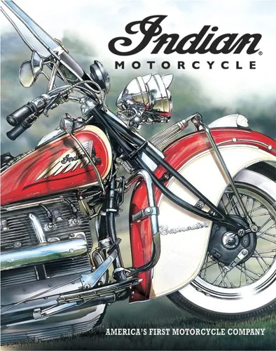 Desperate Enterprises Indian Motorcycle - Placa de estaño pionera de América - Decoración de pared de metal vintage nostálgica - Fabricado en EE. UU