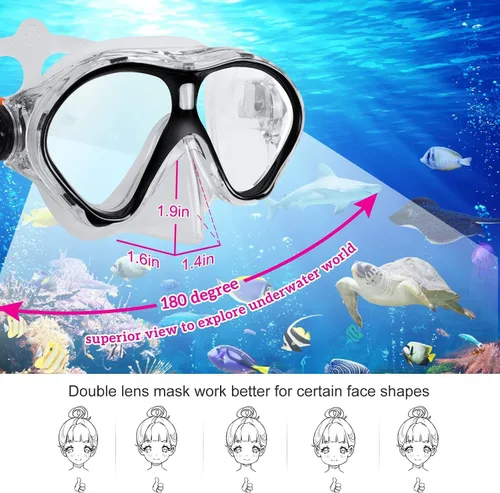 Miniatura 3 de Gintenco Juego de esnórquel para niños, máscara de buceo para niños como gafas de natación unisex, juego de máscara de buceo antivaho y esnórquel