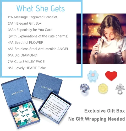 Miniatura 6 de SAM & LORI Pulseras personalizadas para adolescentes y mujeres, bonitos regalos de joyería (varios diseños) para mejor amiga, hija, nieta, sobrina