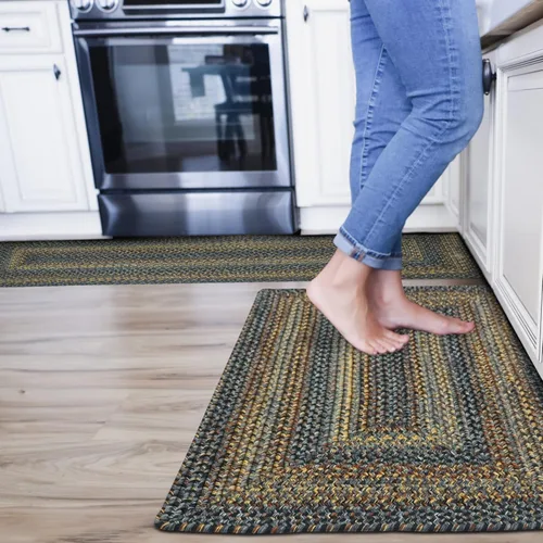 Miniatura 22 de Alfombra ovalada trenzada gris humo de 20 x 30 pulgadas, lavable para interiores y exteriores, decoración campestre para cocinas y entradas