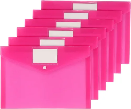Miniatura 2 de Paquete de 6 carpetas transparentes para documentos, sobres de plástico, sobres de polietileno, sobres para archivos con bolsillo para etiquetas