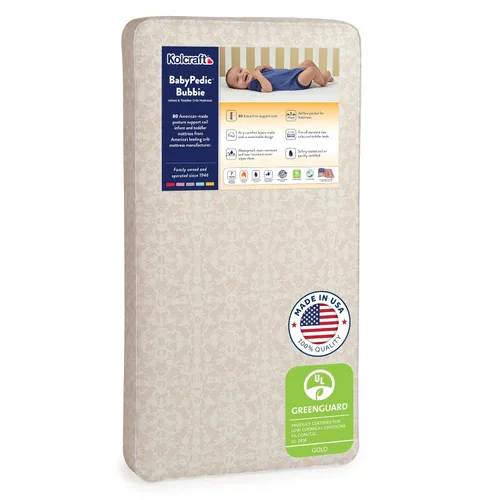 Kolcraft BabyPedic - Colchón impermeable de grado médico para cuna y cama infantil, comodidad aireada, 80 bobinas de acero, certificado GREENGUARD