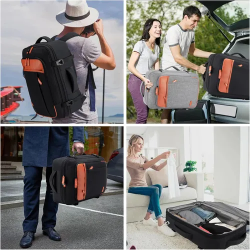Miniatura 7 de Lumesner Mochilas de viaje de mano, extra grandes de 40 litros aprobadas para vuelos para hombres y mujeres, mochila de maleta expandible, Grande