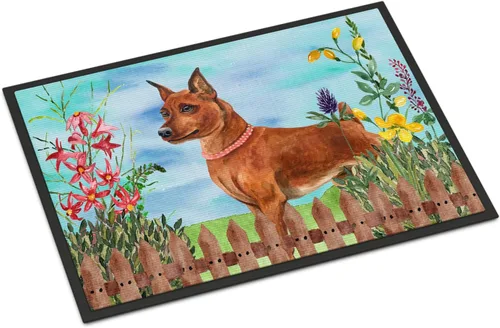 Miniatura 80 de Caroline's Treasures CK1311MAT Cavalier Spaniel Poinsettas - Felpudo de 18 x 27 pulgadas, tapete para puerta delantera, interior y exterior