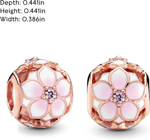 Miniatura 3 de Pandora Jewelry - Abalorio con cristales de flor de magnolia calado color rosado