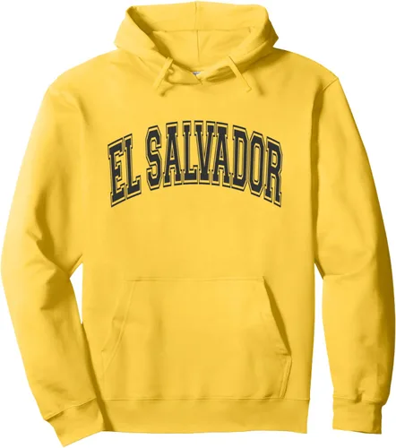 Miniatura 7 de El Salvador Arched Style Negro Texto y Contorno Sudadera Con Capucha