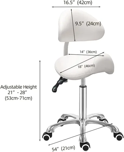 Miniatura 3 de Antlu Silla de Sillín con Respaldo Ergonómica Giratoria Asiento de Esteticista para Salón, Tienda de Tatuajes, Spa, Clínica Dental