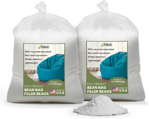 Miniatura 9 de Bean Products Cuentas de repuesto para puf, cuentas de relleno de poliestireno 100% recicladas para un apoyo duradero, granos de relleno