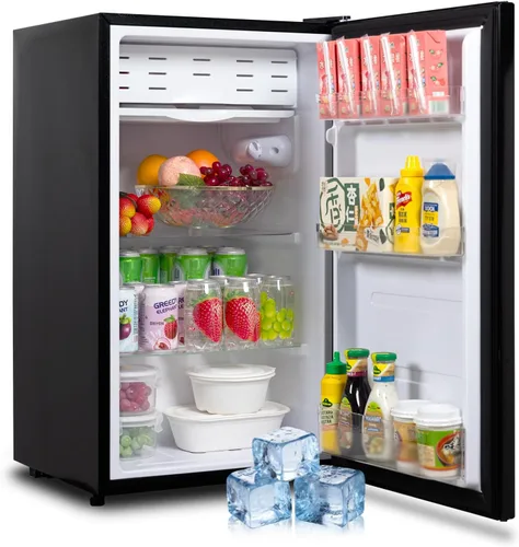 SMETA Mini refrigerador de 3.2 pies cúbicos, refrigerador pequeño de una sola puerta para dormitorio, oficina, dormitorio, apartamento, refrigerador