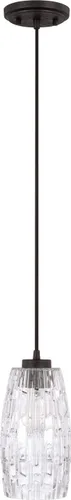 Capital Lighting 328611BI-450 Dosey Art Deco - Mini colgante de cristal en relieve, 1 luz de 100 vatios, 11 pulgadas de alto x 5 pulgadas de ancho,