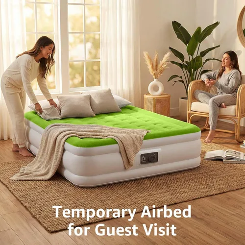 Miniatura 7 de Colchón de aire YENING tamaño queen con bomba incorporada, cama hinchable elevada, colchón hinchable resistente con cama de aire de 18 pulgadas