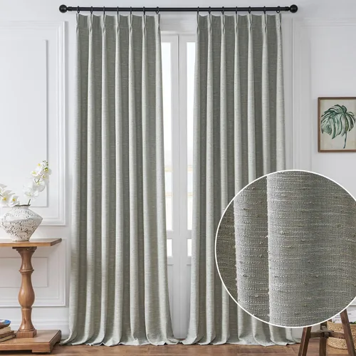 Miniatura 12 de Cortinas plisadas transparentes para sala de estar, con pestaña trasera, cortinas transparentes de gasa con textura de lino para dormitorio, 2 Blanco