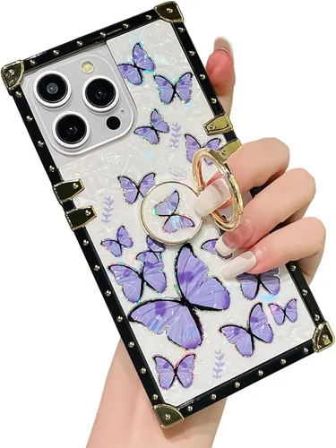 Miniatura 75 de Bonita funda compatible con Samsung Galaxy S22 Ultra, soporte plegable de lujo con diseño de mariposa brillante para mujeres y niñas, funda Blanco