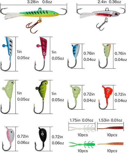 Miniatura 5 de Combo de Caña de Pescar y Carrete de Hielo Gonex de Fibra de Carbono y Fibra de Vidrio Mediano Ligero Portátil Kit Completo Incluye Skimmer, Caña