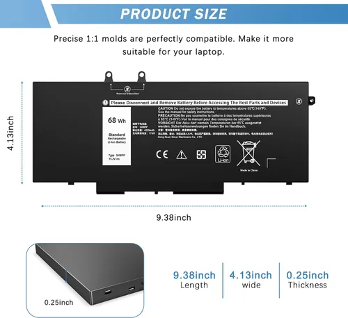 Miniatura 3 de 3HWPP Batería para laptop compatible con Dell Latitude 5410 5510 5501 5401 5411 5511 Precision 3541 3551 Inspiron 7706 2 en 1, 17 7500 7506 2 en 1