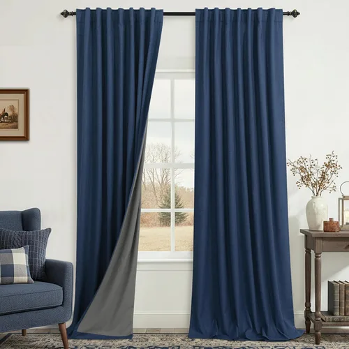 Miniatura 49 de KOUFALL - Cortinas de medio estilo francés de lino para ventana, juego de 2 cortinas cortas de 40 pulgadas de longitud, para privacidad, cortinas